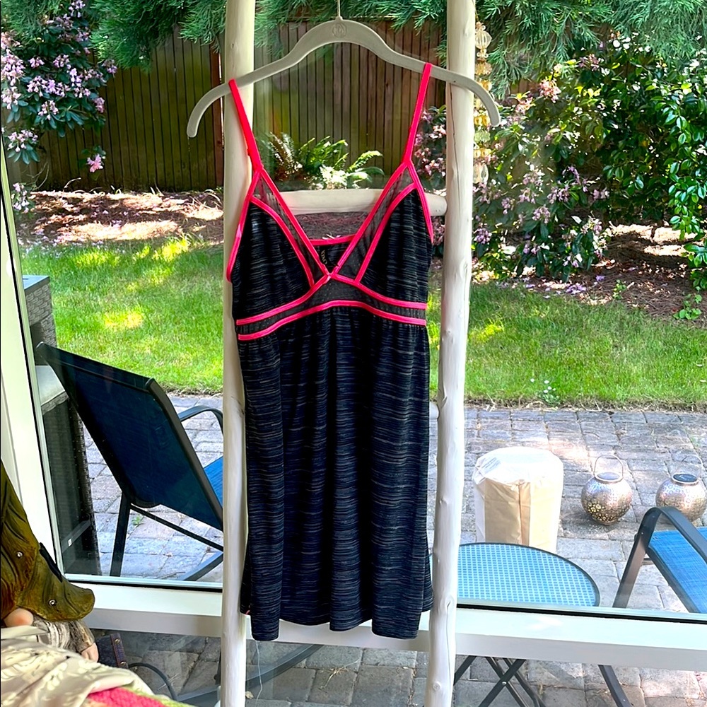 Gray Slip Dress with Pink Accents